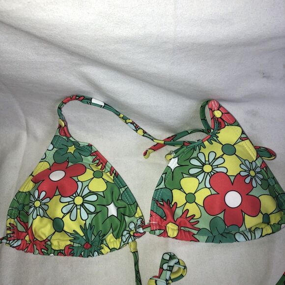Wom Hippie Floral Print Spaghetti Strap Bikini Bathing Suit 2Pc Sz S NEW!! - Picture 4 of 6